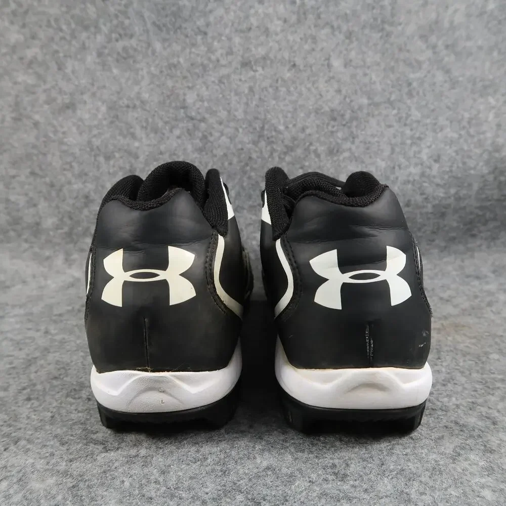 Under Armour Shoes Kids 3.5 Baseball Cleats Sport Athletic Lace Up Black White